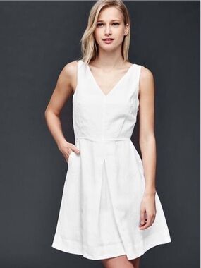 Gap Classic Linen V-Neck White Sundress
